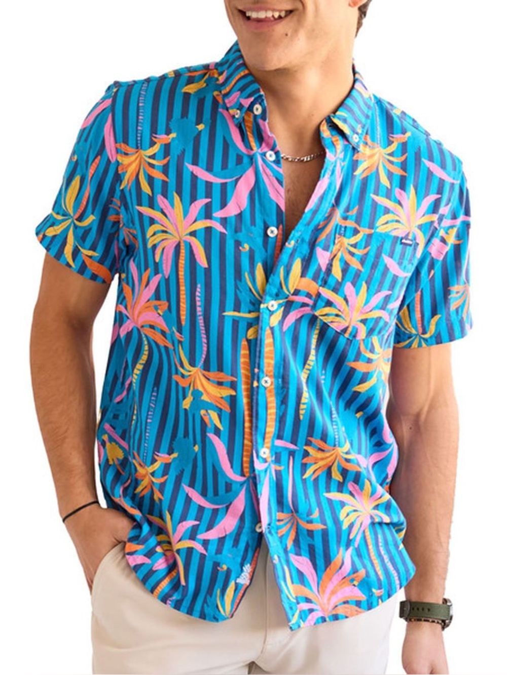 Chubbies Men's Friday Shirt, XL- Wild Blue NWT tropical bird button up